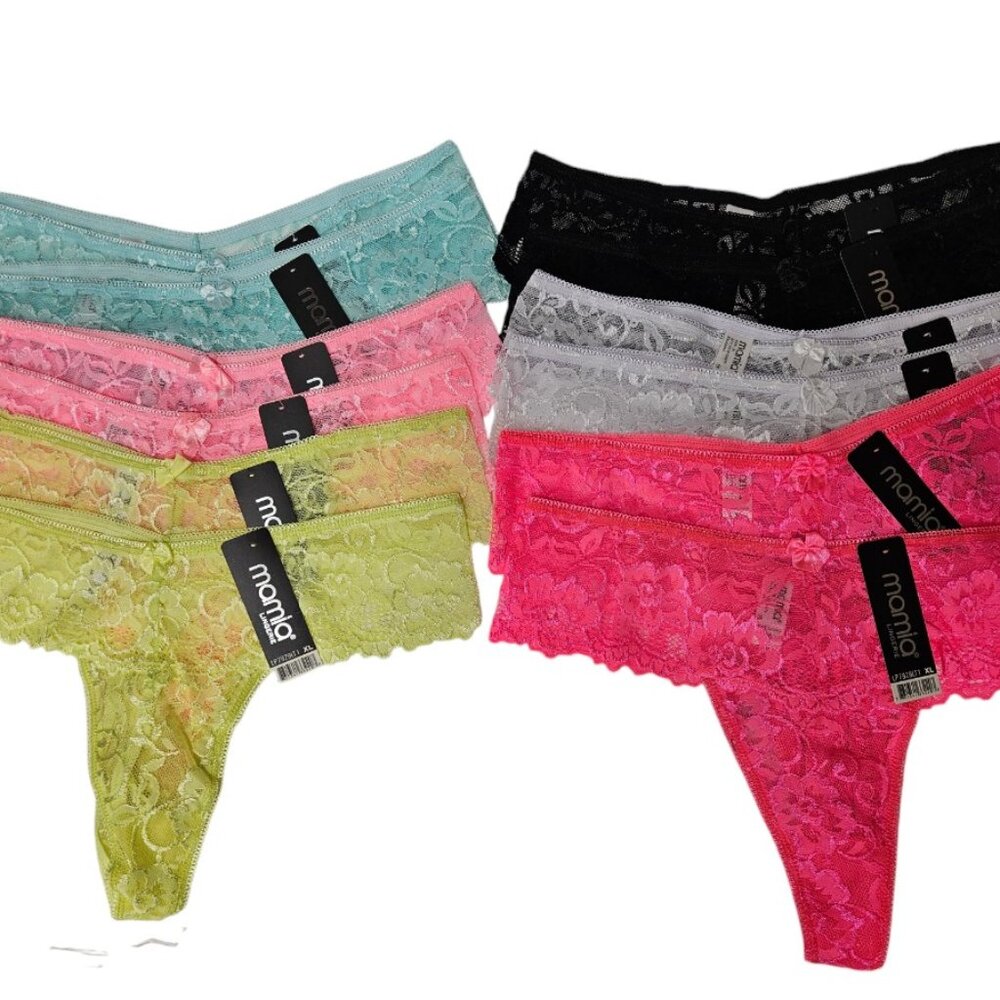 Mamia Intimate Lace Thong 12-Pack(LP7929LT1), Variety Size S -2X